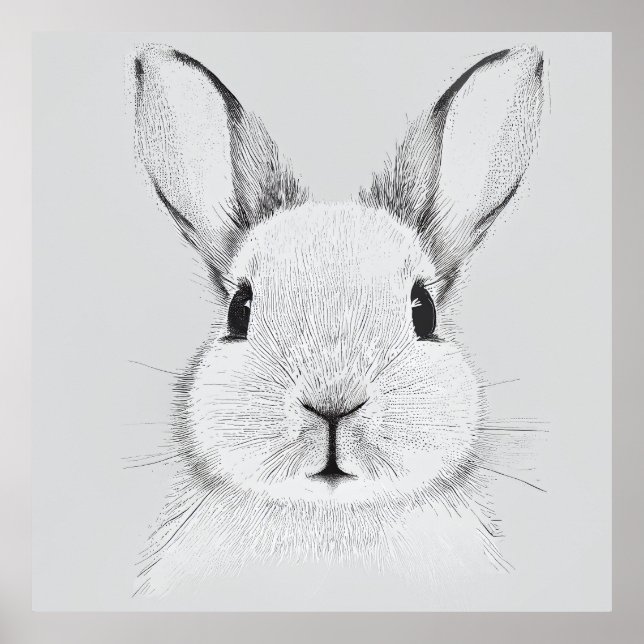 Affiche Lapin Lapin Wild Nature Animal Illustration Art (Devant)