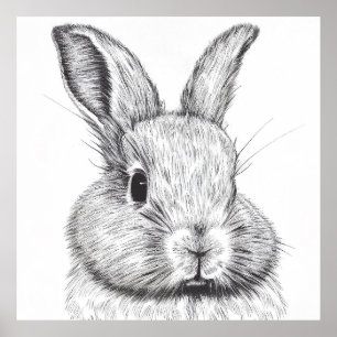 Affiche Lapin Lapin Wild Nature Animal Illustration Art