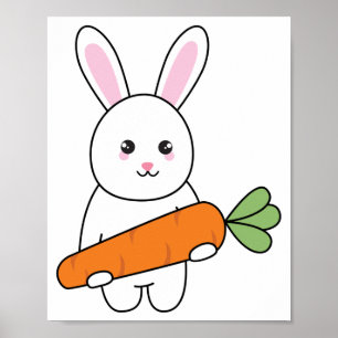 Affiche lapin mignon avec carotte