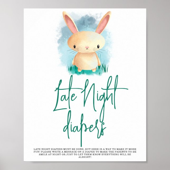 Affiche Lapin mignon - Couches de nuit (Devant)