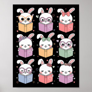 Affiche Lapin Mignon Lisant Un Livre Pâques Lapin Professe