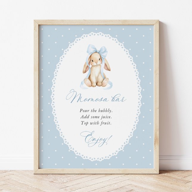 Affiche Lapin Mignon, Nœud Bleu, Points Bleus, Bar Momosa (Créateur téléchargé)