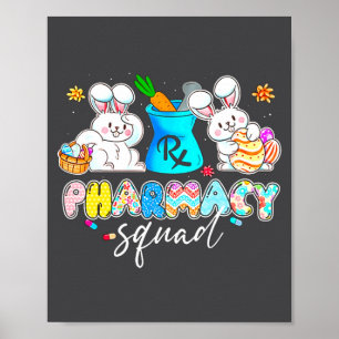 Affiche Lapin Mignon Pharmacien Équipe Pharmacie Heureux