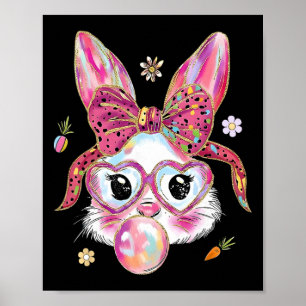 Affiche Lapin Mignon Visage de Pâques Joyeuse Fête de Pâqu