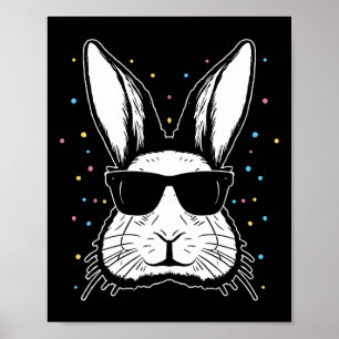 Affiche Lapin Mignon Visage Tie Dye Lunettes Fille Joyeuse