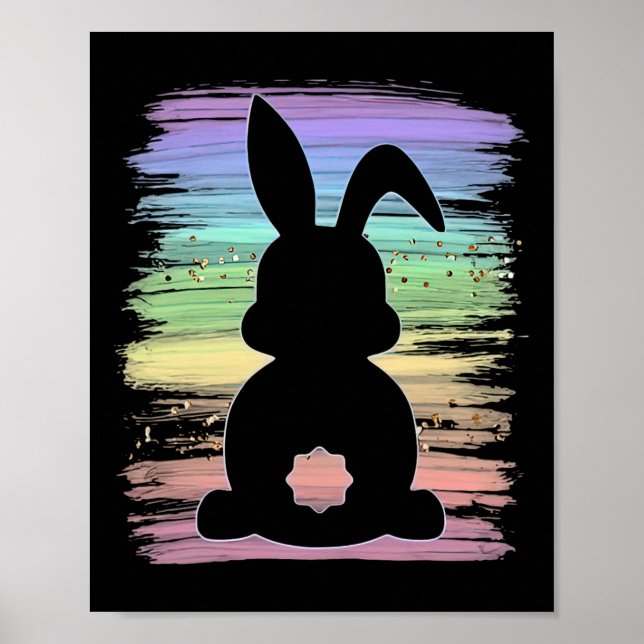 Affiche Lapin Mignonne Rabbit Pastel Joyeux Filles de Pâqu (Devant)