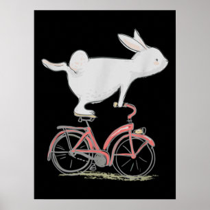 Affiche Lapin Mignonne Sur Vélo Vélo Vélo Vélo Vélo