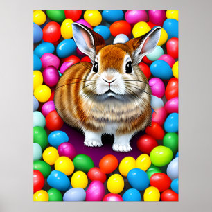Affiche Lapin mou et jellybeans