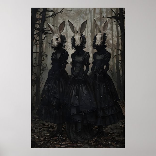 Affiche Lapin mystique en forêt, lapin de culte effrayant  (Devant)