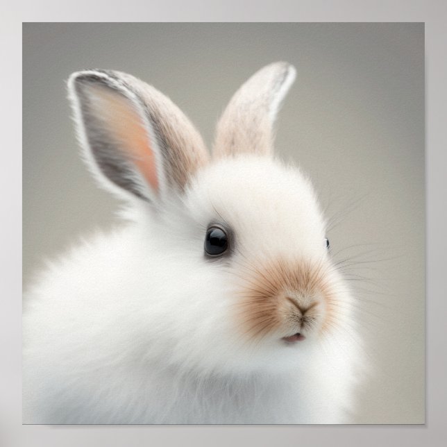 Affiche Lapin neige bébé mignon portrait (Lapin) | 1:1 (Devant)