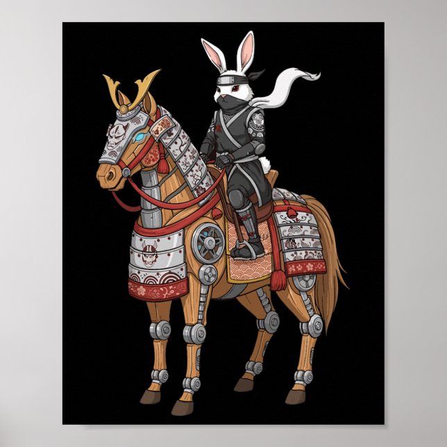 Affiche Lapin Ninja Samouraï Cyber Cheval Ar Japonais (Devant)