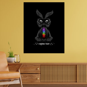 Affiche Lapin noir mignon avec une âme arc-en-ciel Chakra