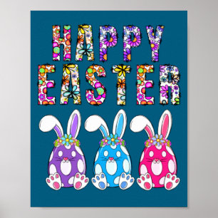 Affiche Lapin Pâques Printemps Pastel Chasse Œufs Lapin Jo