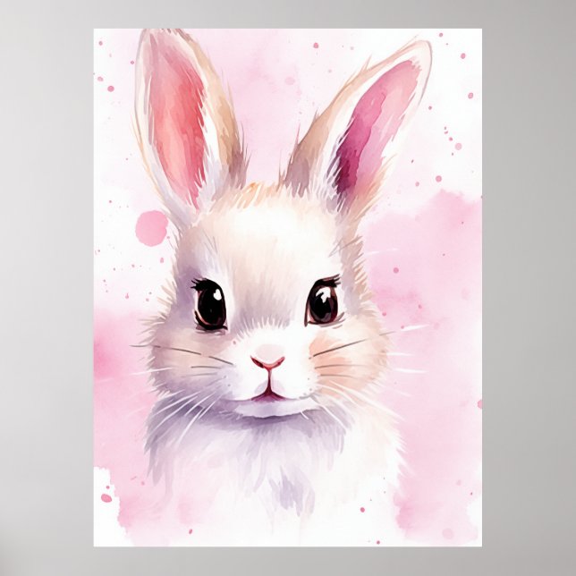 Affiche Lapin pastel mignon rose (Devant)