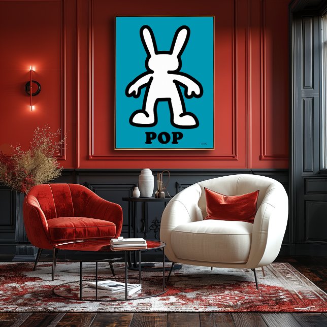 Affiche Lapin Pop Art – Contour sarcelle gras  (Créateur téléchargé)