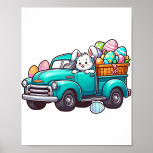 Affiche Lapin Portant Des Oeufs De Pâques Sur La Chasse De