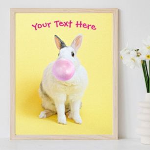 Affiche Lapin qui souffle des bulles de chewing-gum Messag