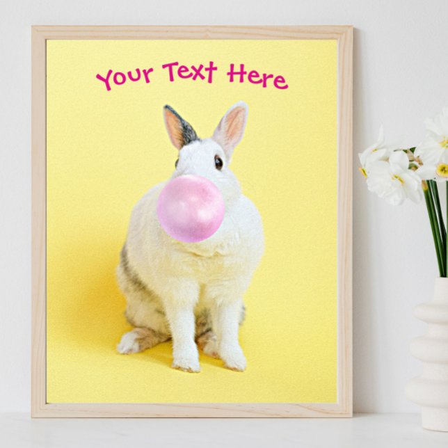 Affiche Lapin qui souffle des bulles de chewing-gum Messag (Créateur téléchargé)