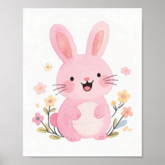 Affiche Lapin Rose