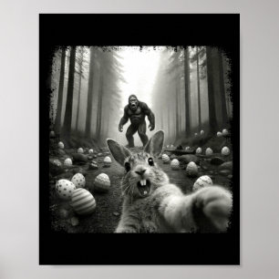 Affiche Lapin selfie avec Bigfoot drôles de chemises de Pâ