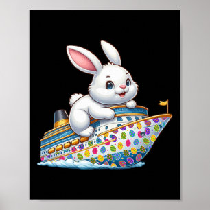 Affiche Lapin Sur Bateau De Croisière Oeufs De Pâques Cost