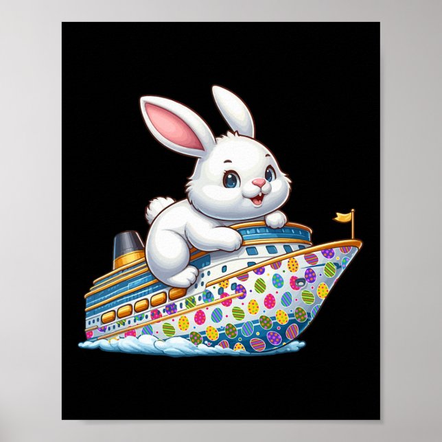 Affiche Lapin Sur Bateau De Croisière Oeufs De Pâques Cost (Devant)