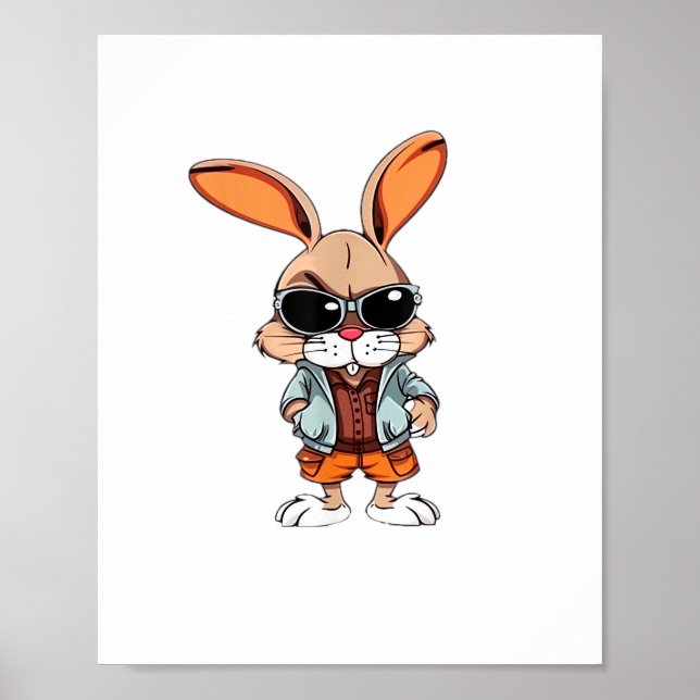 Affiche Lapin tie-dye signe de paix hippie  (Devant)