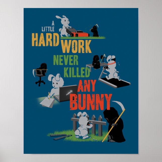 Affiche Lapin travailleur dur (Devant)