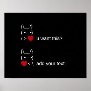 Affiche lapin tu veux ça? / Texte ASCII personnalisable