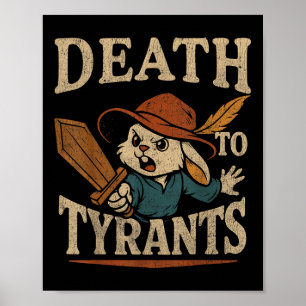 Affiche Lapin Vintage Mort Aux Tyrans Rétro 90