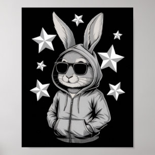 Affiche Lapin Visage Avec Lunettes De Soleil Lapin