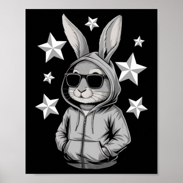 Affiche Lapin Visage Avec Lunettes De Soleil Lapin (Devant)