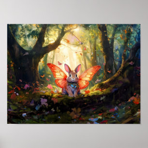 Affiche Lapin Whimsical dans une forêt enchantée