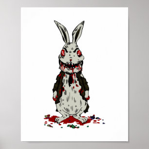 Affiche Lapin Zombie de Pâques Halloween Bunny