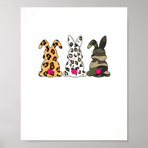 Affiche Lapins Bunnies Camouflage léopard Joyeux Pâques