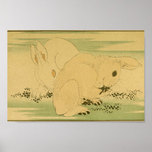 Affiche Lapins d'art mural japonais vintage
