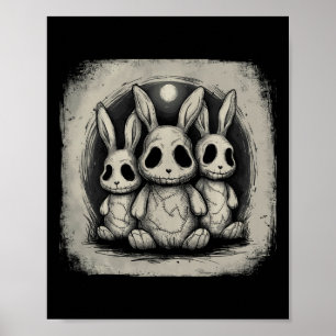 Affiche Lapins de Pâques effrayants Horreur Gothique Grung
