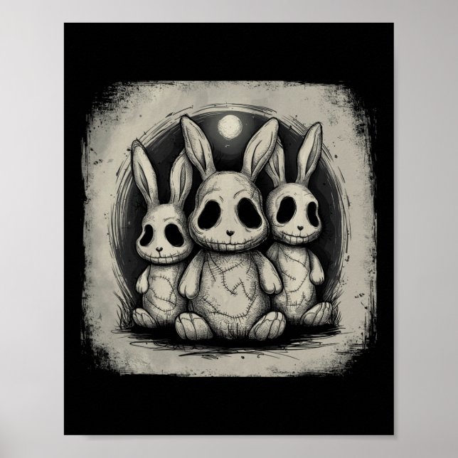 Affiche Lapins de Pâques effrayants Horreur Gothique Grung (Devant)