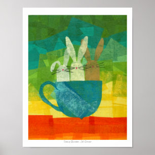 Affiche Lapins de tasse de thé