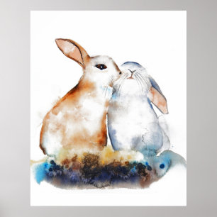 Affiche Lapins qui s'embrassent
