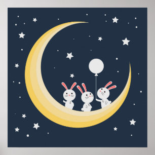 Affiche Lapins sur la lune