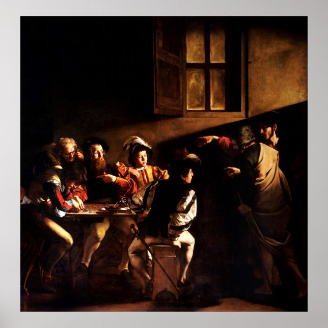 Affiche L'appel de saint Matthieu par Caravaggio (1600) (Devant)