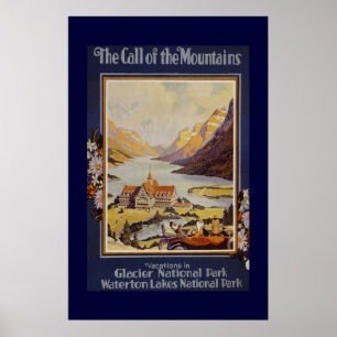 Affiche "L'appel Vintage voyage de montagnes"