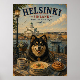 Affiche Lapphund finlandais à Helsinki Art de voyage vinta