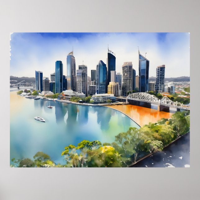 Affiche L'aquarelle de Brisbane (Devant)
