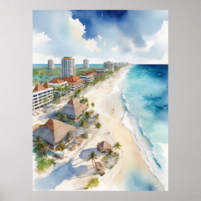 Affiche L'aquarelle de Cancun (Devant)