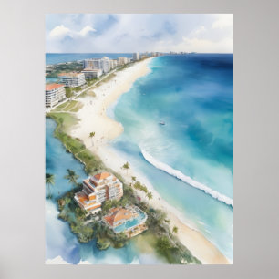 Affiche L'aquarelle de Cancun