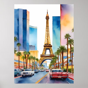 Affiche L'aquarelle de Las Vegas