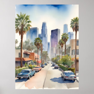 Affiche L'aquarelle de Los Angeles