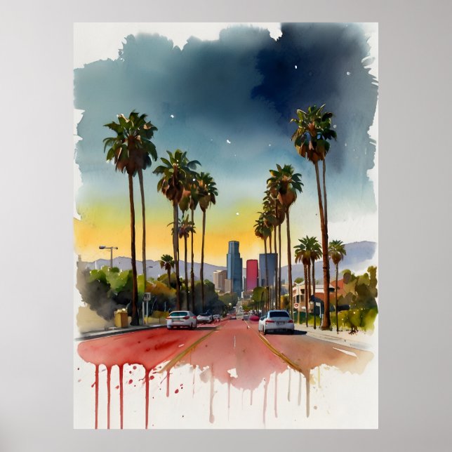 Affiche L'aquarelle de Los Angeles (Devant)
